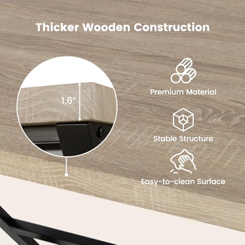 Giantex 5 FT Conference Table for 4-6 People, Modern 48" D x 59" W Large Meeting Table with Z-Shaped Metal Leg, Rectangle Conference Room Table for Office, Boardroom, Grey Oak Giantex