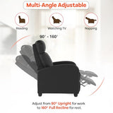 FDW Recliner Sofa Massage Chair Home Theater Seating with Lumbar Support and Padded Backrest for Living Room and Bedroom (Leather, Black) FDW