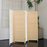 Loomveil 4 Panel Short Room Divider Folding Screen,47 inch Bamboo Panel Divider for Home Partition,Beige Loomveil