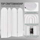 Aletheiawu Room Divider and Folding Privacy Screen 4 Panel Wood Arched Room Divider Wall, Separators Divider for Room Separation, Folding Portable Partition Screen for Home Office Bedroom (White) Aletheiawu
