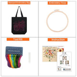 KABAKE Canvas Tote Bag Embroidery Kit for Beginners, Arts and DIY Crafts Starter Kit, Includes Stamped Bag, Threads, Tools (Beige With Cactus)