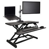 Vari Varidesk Pro Plus 36 Electric Standing Desk Converter – 11 Height Settings + Spring-Loader Lift, 2 Tier Design, Keyboard Tray – Fits Desktops 36” Wide x 26.5" Deep – Fully Assembled (Black) Vari