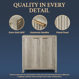 OAKHAM HOME Oxford Storage Cabinet Fluted Sideboard Buffet Cabinet with Adjustable Shelves, Modern Accent Cabinet Multifunctional Console Cabinet for Living Room, Kitchen.(Grey Oak) OAKHAM HOME