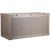 VEVOR Deck Box, 100 Gallon Outdoor Storage Box, 48.0" x 21.5" x 24.5", Waterproof PP Deckbox with Aluminum Alloy Padlock, for Patio Furniture, Pool Toys, Garden Tools, Outdoor Cushions, Gray VEVOR