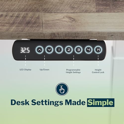 Vari ComfortEdge 80x80 L-Shape Electric Standing Desk – Height Adjustable Sit-Stand VariDesk for Corner Office with Reversible Left/Right Design + Reclaimed Wood Top/Slate Legs (Ships in 4 Boxes) Vari