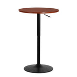 MoNiBloom Round Bar Table Adjustable Height, BistroTable with Black Leg and Base Pub Table 360° Swivel for Living Room Dining Room Bistro Cafe, 23.5" Diameter Red Wood Texture Top Cocktail Tables MoNiBloom
