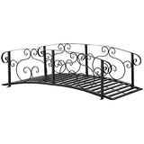 Outsunny 6' Metal Arch Backyard Garden Bridge, Safety Siderails, Arc Footbridge for Backyard Creek, Stream, Pond, Black Outsunny