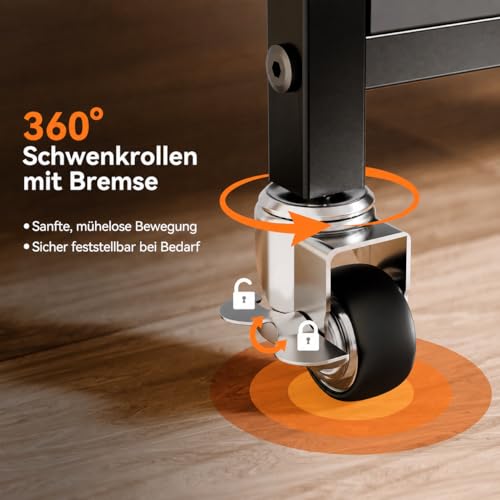 niffgaff Printer Stand with Lockable Wheels, 2-Tier Rolling Printer Cart with Storage Shelf, Compact Wood & Metal Printer Table for Home Office, Black, 20.1'' ×15.4'' ×14.6''