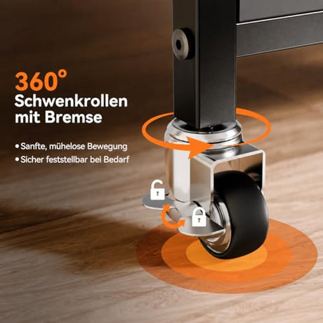 niffgaff Printer Stand with Lockable Wheels, 2-Tier Rolling Printer Cart with Storage Shelf, Compact Wood & Metal Printer Table for Home Office, Black, 20.1'' ×15.4'' ×14.6'' niffgaff