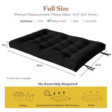 Furnify 6" Futon Mattress Full Size, Futons Sofa Couch Bed with Straps, Corduroy Fabric Floor Mattress for Adults, Foldable Mattress with Shredded Foam Filling (Frame Not Included), Black Furnify