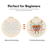 JOINRUN Embroidery Starter Kit for Beginners Adults: DIY Butterfly Cross Stitch Kit for Craft Lover Learn Hand Stitch, Includes Stamped Pattern,Hoop, Easy to Follow Instruction and Video