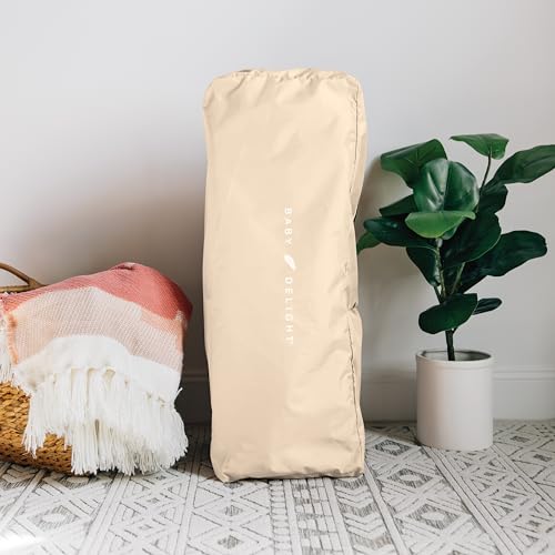 Baby Delight Lunaire Full Size Crib & Playard | Breathable Mesh Baby Crib | Tool-Free Assembly Baby Bed | 100% GOTS Certified Organic Cotton Fabric | Organic Oat Baby Delight