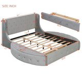 Bellemave Velvet Upholstered Queen Platform Bed with Storage, Queen Size Bed Frame with Headboard, 1 Big Drawer and 2 Side Storage Stool, Strong Wooden Slats/Easy Assembly (Grey) Bellemave