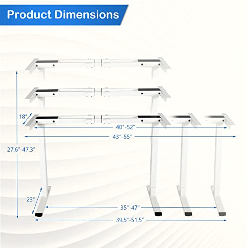 COSTWAY Electric Sit Stand Desk Frame, Dual-Motor Height-Adjustable Standing Desk Base w/ 3 Memory Positions & Touch Control Panel, Home Office Computer Desk Frame w/Hook & Cable Tray (White) COSTWAY