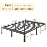 COMASACH Heavy Duty Full Size Bed Frame with Storage & Mattress Stopper, Platform Metal Bed Frame - No Box Spring Needed, Easy Assembly, Noise Free & Anti-Slip, Black COMASACH