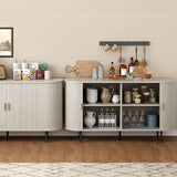 ONBRILL 55" Sideboard Buffet Cabinet with Storage, Storage Cabinet with Sliding Door & Adjustable Shelf, Modern Accent Coffee Bar Console Table for Kitchen, Entryway, Natural White ONBRILL