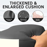 PU Leather Ergonomic Kneeling Chair, Adjustable Home and Office Stool with Thick Pads and Flexible Lockable Brake Wheels for Back Pain Relief（Dark Gray） DENGTELI