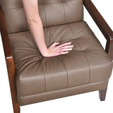 Lexicon Modern Accent Chair, Luxury Genuine Leather Match Living Room Chair with Tufted Cushions, Solid Wood Frame and Arm Rest, Comfy Upholstered Single Seat for Bedroom/Reading/Office, Brown Lexicon