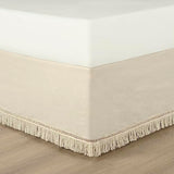 Lush Decor Boho Fringe 15-Inch Tailored Drop Easy Fit Bed Skirt Queen Size Single 60" W x 80" L +15" Neutral - Queen Bed Skirt - Wrap Around Bed Skirt Lush Decor