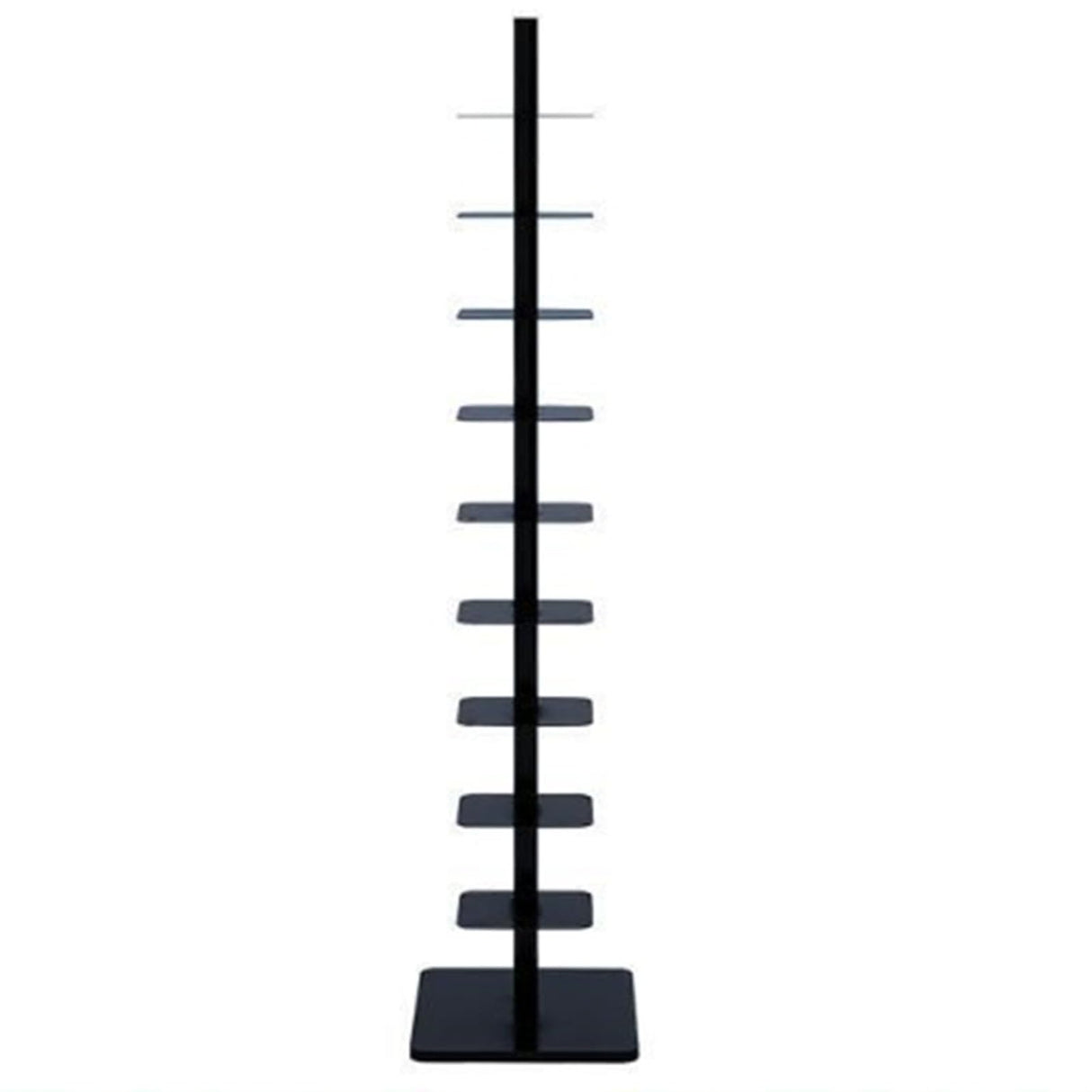 WDHUSza 9-Tier Metal Spine Bookshelf – Vertical Book Tower, Slim Ladder Shelf for Corners, Space-Saving Bookcase and Multipurpose Storage Rack for Home Office (Black) WDHUSza