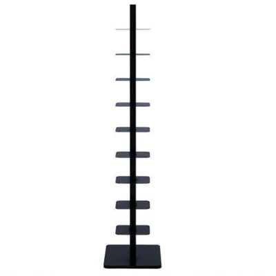 WDHUSza 9-Tier Metal Spine Bookshelf – Vertical Book Tower, Slim Ladder Shelf for Corners, Space-Saving Bookcase and Multipurpose Storage Rack for Home Office (Black)
