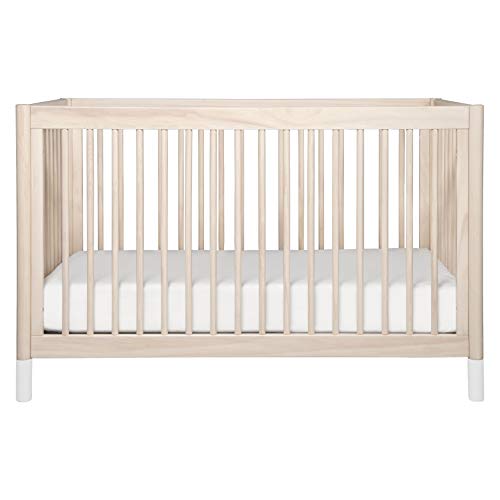 Babyletto Gelato 4-in-1 Convertible Crib with Toddler Bed Conversion in Washed Natural and White, Greenguard Gold Certified - WoodArtSupply