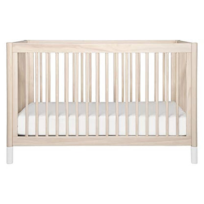 Babyletto Gelato 4-in-1 Convertible Crib with Toddler Bed Conversion in Washed Natural and White, Greenguard Gold Certified - WoodArtSupply