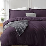 Hearth & Harbor Purple Duvet Cover King Size - 3 Piece Soft Double Brushed Bedding Set - Includes 1 King Duvet Cover with Button Closure 104x90 inches and 2 Pillow Shams Hearth & Harbor