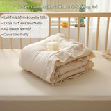 CLoucl Muslin Cotton 3-Piece Crib Bedding Set for Girls Boys,Ultra Breathable Soft Crib Comforter Set with Cute Ruffled Down Alternative Crib Comforter, Fitted Sheet, Pillowcase, All Season (Beige) CLoucl
