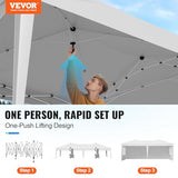 VEVOR Pop Up Canopy, 10 x 20 FT Instant Canopy Portable Gazebo with 3 Sidewalls & 2 Ventilated Windows, Height Adjustable Pop-Up Outdoor Shelter Tent for Events, Patio, Backyard, Party, Parking VEVOR