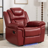 Olodumare Leather Recliner Chair with Adjustable Backrest, Modern Home Theater Seating with LED Light Strip for Living Room, Bedroom, Home Theater, RV(Wine Red)