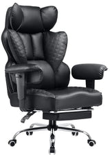 COMHOMA Big and Tall Office Chair 400LBS Wide Ergonomic Gaming Chair with Deluxe Embossing Designed Leather with Foot Rest,150°Reclining Adjustable Armrests Pocket Spring Back Support and Pillow COMHOMA