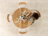Transformer Table - Solid Wood Extendable Round Dining Table Set with 6 Chairs, Seats 4-10, Extendable Round Dining Set, Natural (Table + 6 Chairs) Transformer Table