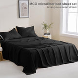 MCO Bedding Full Bed Sheets Set - Soft Bed Sheets - Cooling Breathable Bedding Set with 16" Deep Pocket (4 Pieces, Full, Black) MCO