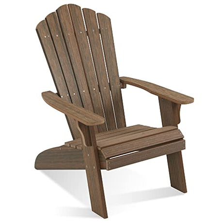 ACUEL Adirondack Chair Outdoor, Oversized Patio Chair Poly Lumber, Weather Resistant & Heavy Duty, Fire Pits Chair for Porch, Poolside, Lawn, Backyard and Garden, 350lbs Capacity (Light Brown) ACUEL