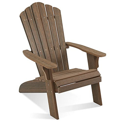 ACUEL Adirondack Chair Outdoor, Oversized Patio Chair Poly Lumber, Weather Resistant & Heavy Duty, Fire Pits Chair for Porch, Poolside, Lawn, Backyard and Garden, 350lbs Capacity (Light Brown)