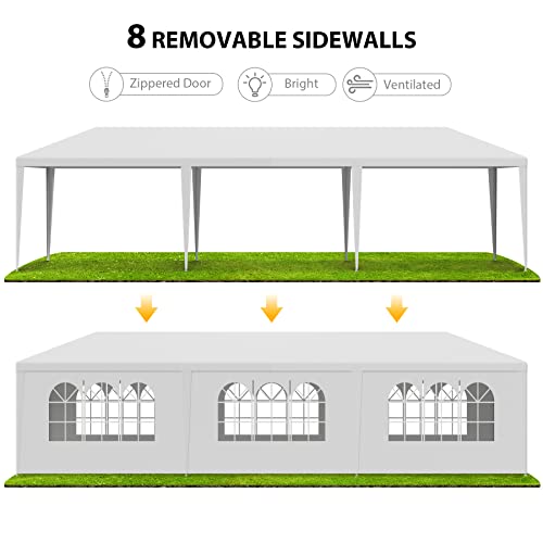 BBBuy 10’X30’ Outdoor Canopy Tent with Removable Sidewalls Gazebo Shelter Pavilion for Backyard BBQ Camping Picnic Parties Wedding Ceremony, Easy Assemble and Removable BBBuy