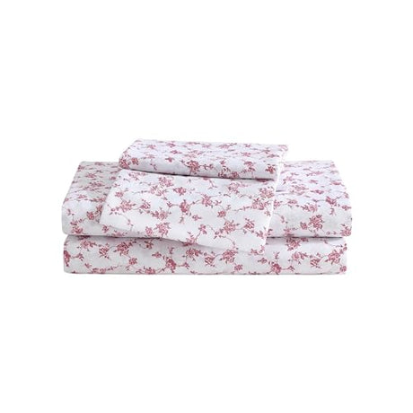 Betsey Johnson - Twin XL Size Sheet Set, Ultra-Soft Bedding with Smooth & Silky Feel, Deep Pockets, Bed Sheets with Matching Fitted Sheet & Pillowcases (Floral Toile Pink) Betsey Johnson
