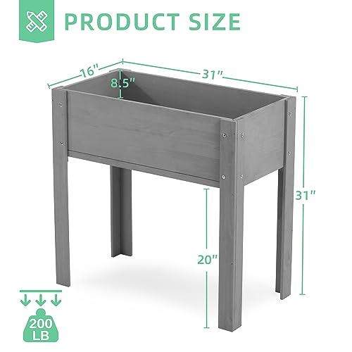 31x31x16 inch Raised Garden Bed with Legs, Elevated Wooden Planter Box for Outdoor Plants Flowers Fruits Vegetable Herb Growing