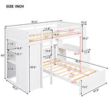 Harper & Bright Designs Twin Over Twin Bunk Bed with Desk, Storage, Solid Wood Bunk Bed with Shelves and Wardrobe, Twin Size Loft Bed with a Stand-Alone Bed for Kids Teens Adults - White Harper & Bright Designs
