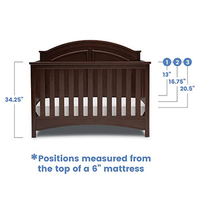 Delta Children Perry 6-in-1 Convertible Crib - Greenguard Gold Certified, Walnut Espresso - WoodArtSupply