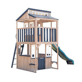 KidKraft Cliffbrook Wooden Outdoor Two-Story Playhouse with Slide KidKraft