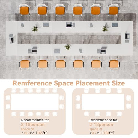 6-8 Person Conference Table Folding Conference Table for Office,Training, Seminar,Schools Modern Wood Conference Meeting Room Table Large Rectangular Conference Room Tables (6, White, 63in) JNMDLAKO
