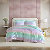 Betsey Johnson - Duvet Cover Set, Super Soft Satin Bedding with Matching Shams, Inside Corner Ties for Secure Fit (Pastel Ombre Purple, Full/Queen) Betsey Johnson