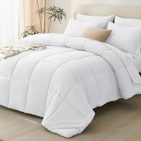 CozyLux Full Size Comforter Sets White - 7 Pieces Bed in a Bag Full, Oeko-Tex Certified Bed Set, All Season Soft Bedding Set with Down Alternative Comforter, Sheets, Pillowcases & Pillow Shams CozyLux