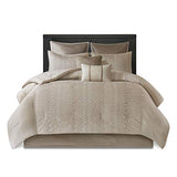 Madison Park Camelia Cozy Comforter Set-Trendy Design All Season Down Alternative Luxury Bedding with Matching Shams, Decorative Pillows, California King (104 in x 92 in), Natural 8 Piece Madison Park