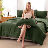 CozyLux Queen Comforter Set Olive Green, 7 Pieces Bed in a Bag Queen Comforter Set with Sheets, Bedding Sets with Down Alternative Comforter, Fitted Sheets, Flat Sheets, Pillow Shams and Pillowcases CozyLux