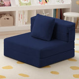 MeMoreCool Foldable Futon Chair Bed for Kids, Toddler Sofa Mattress, Convertible Foam Floor Couch, Tri-fold Sleeping Mattress (Navy) MeMoreCool