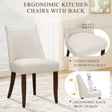 COLAMY Upholstered Dining Chairs Set of 6, Mid Century Modern Kitchen Chairs with Back, Farmhouse Fabric Side Dining Room Chairs with Wood Legs for Dining Room Restaurant, Beige COLAMY