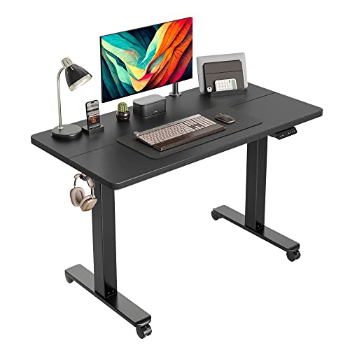 CubiCubi Electric Standing Desk, 48 x 24 Inches Height Adjustable Sit Stand Desk, Ergonomic Home Office Computer Workstation, Black - WoodArtSupply